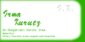 irma kurutz business card